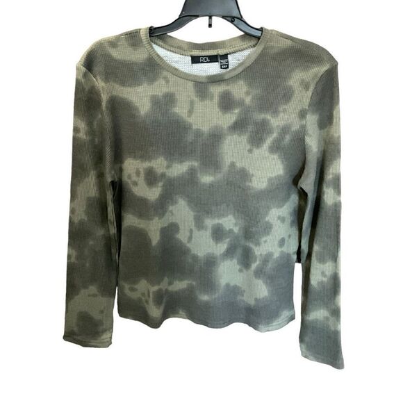 RDI Top Shirt Pullover Camouflage Crew Neck Green Light Green Women Size Small - Picture 1 of 9